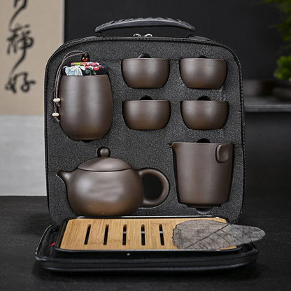 Portable Ceramic Teaware Set Chinese Tradition Kung Fu Tea Set With Bag Gaiwan Tea Cups