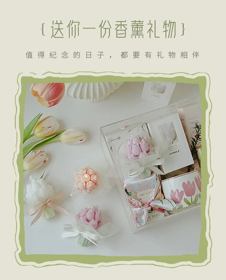 Handmade Tulip Bouquet Soy Wax Candle