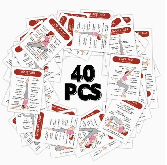 40pcs Yoga Poses Guide Cards,Step-By-Step Detailed Instruction Tool For Yoga