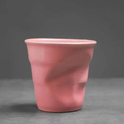 Coarse Pottery Coffee Cup   Hand Kneaded Pleated Cup Ceramic
