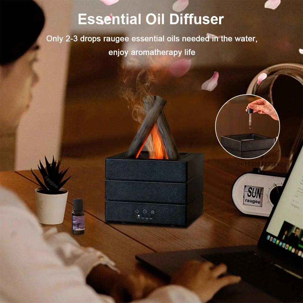 Aroma Humidifier Bonfire Flame Essential Oils Diffuser with Remote Control and Lights