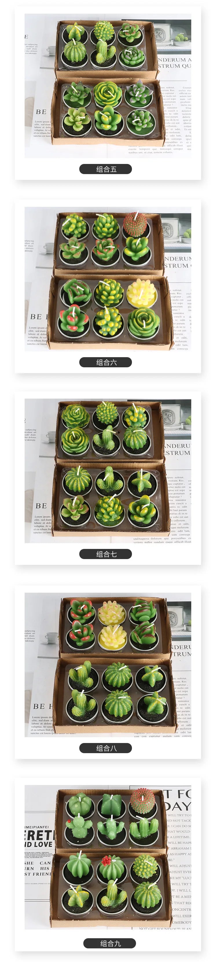 12pcs Mini Cactus Candles Succulent Greenery Candles Flameless - Your Ritual Hub 