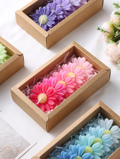 Gradient Macaron Daisy Soy Wax Candle Set
