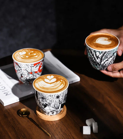 BINCOO Ceramic Coffee Cup Jungle Flower Series