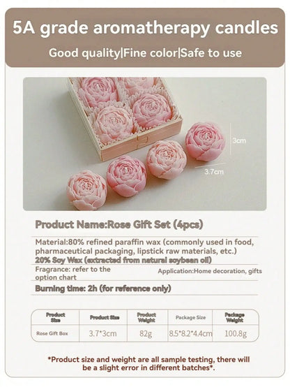 Rose Flower Soy Wax Candle Gift Set