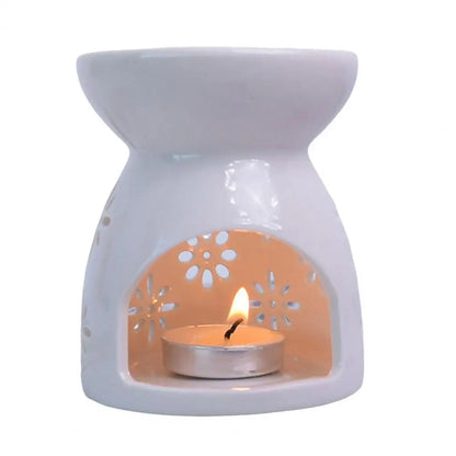 Ceramic Cutout Aroma Burner & Wax Melter with Spoon
