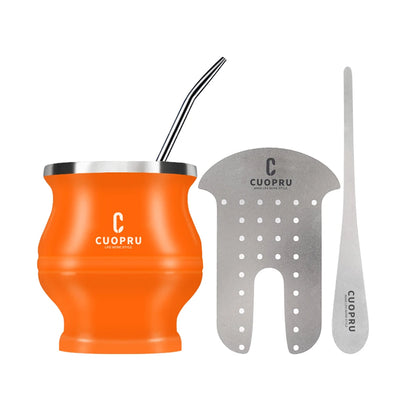 Yerba Mate Gourd Set — Double-Wall Steel Cup & Bombilla