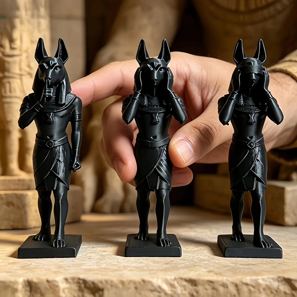 Three Wise Anubis Statue Set – Gothic Egyptian Decor