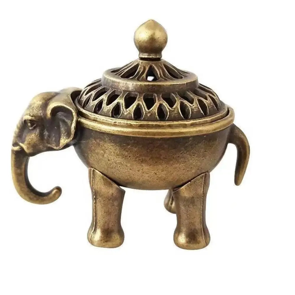 Elephant Lotus Incense Burner — Vintage Alloy Censer