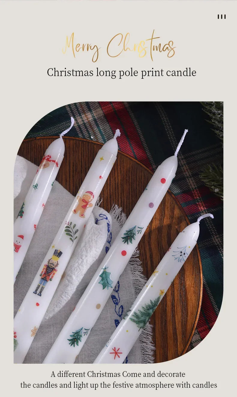 European Printed Long Taper Candles — Smokeless
