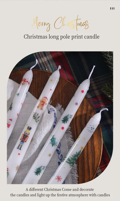 European Printed Long Taper Candles — Smokeless