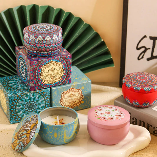 4-Piece Rose Flower Scented Candle Set — Iron Gift Box