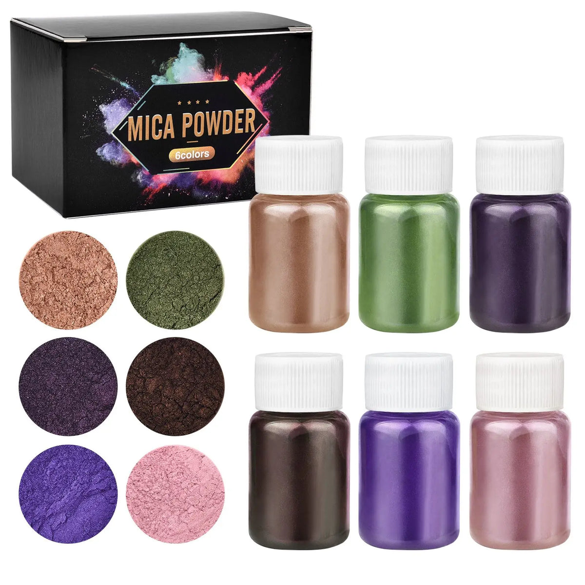 6-Colour Pearlescent Mica Powder Set for DIY Crafts