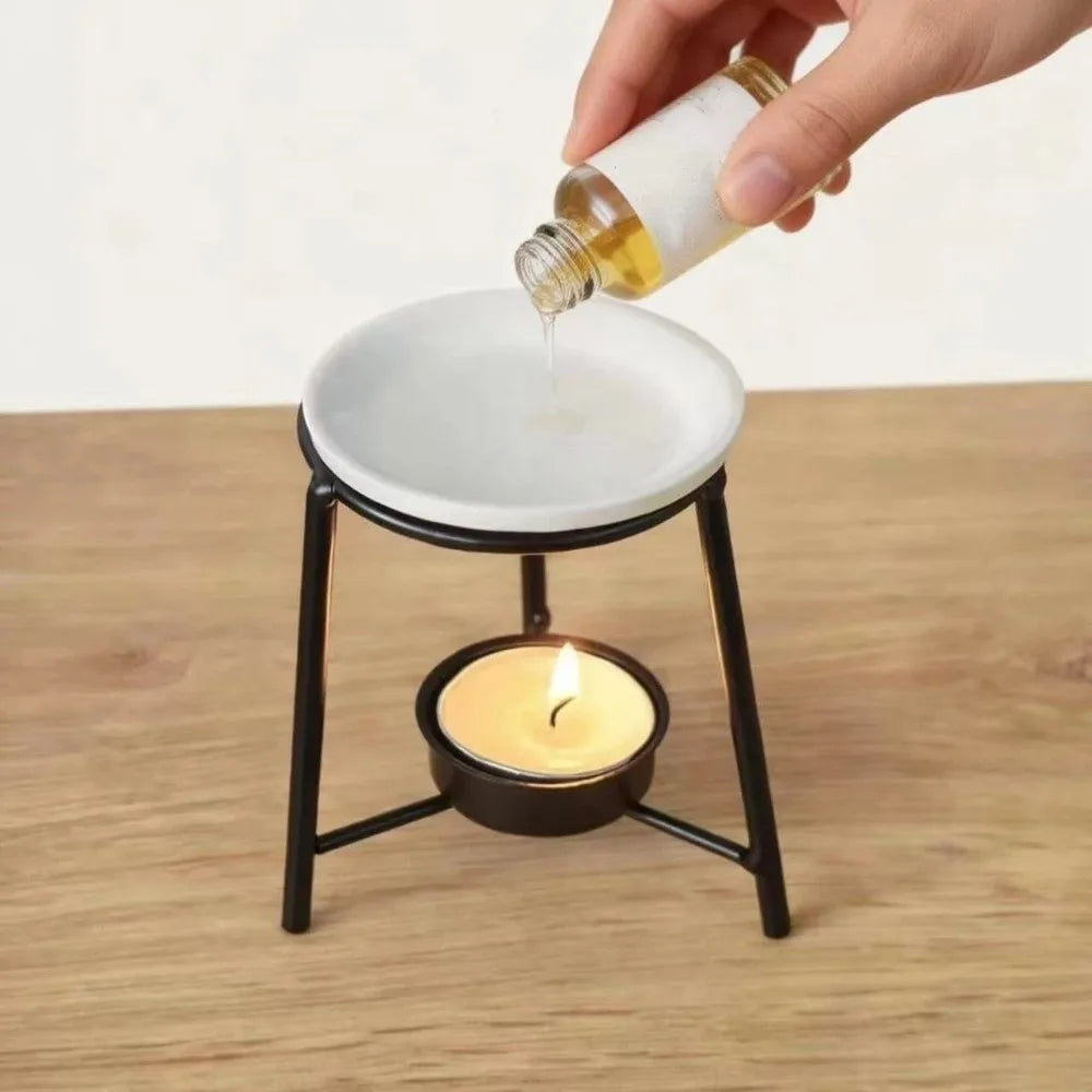 Ceramic Bowl Iron Base Essential Oil Burner - Your Ritual Hub 