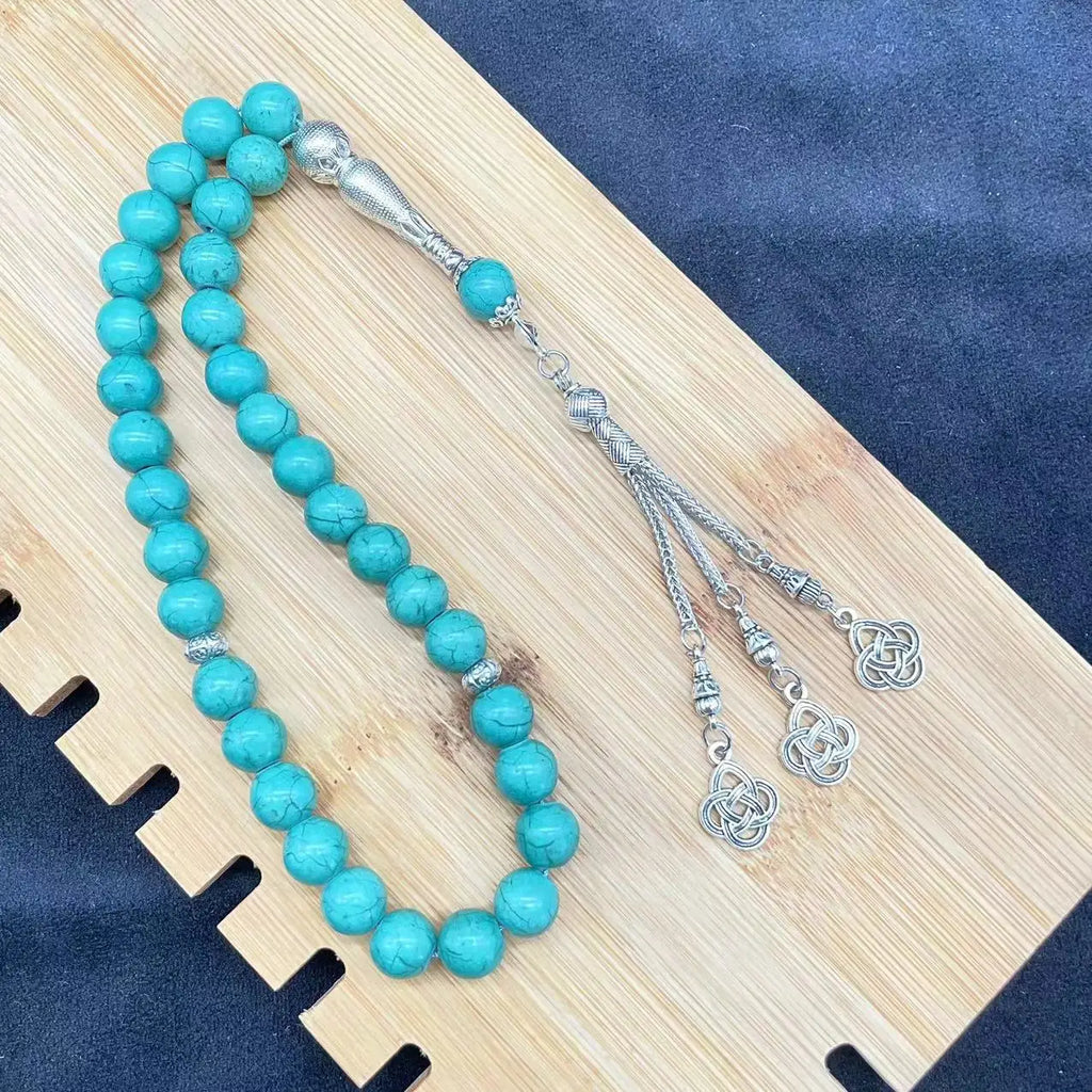 Islamic Prayer Beads – 33 Natural Stone Misbaha | Tasbih | Ramadan & Eid Gift