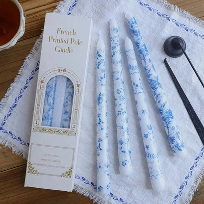 European Printed Long Taper Candles — Smokeless