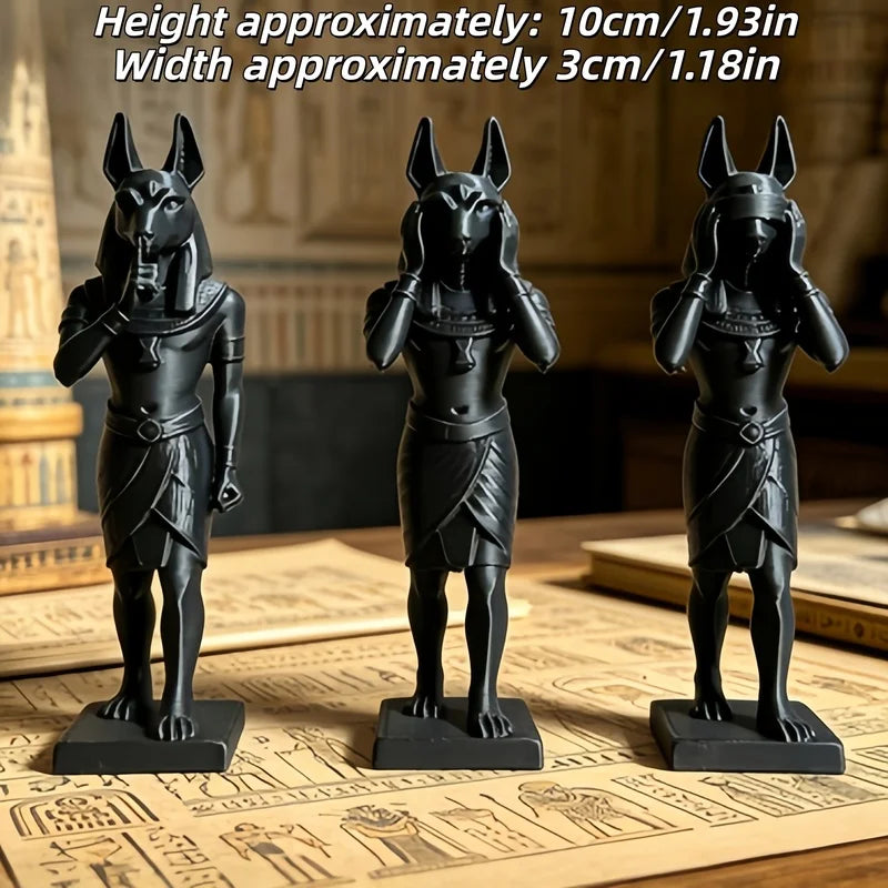 Three Wise Anubis Statue Set – Gothic Egyptian Decor