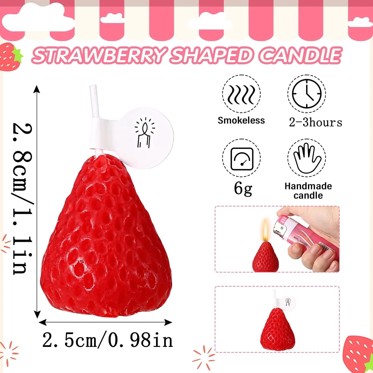 15-Pack Strawberry-Shaped Scented Soy Wax Candles
