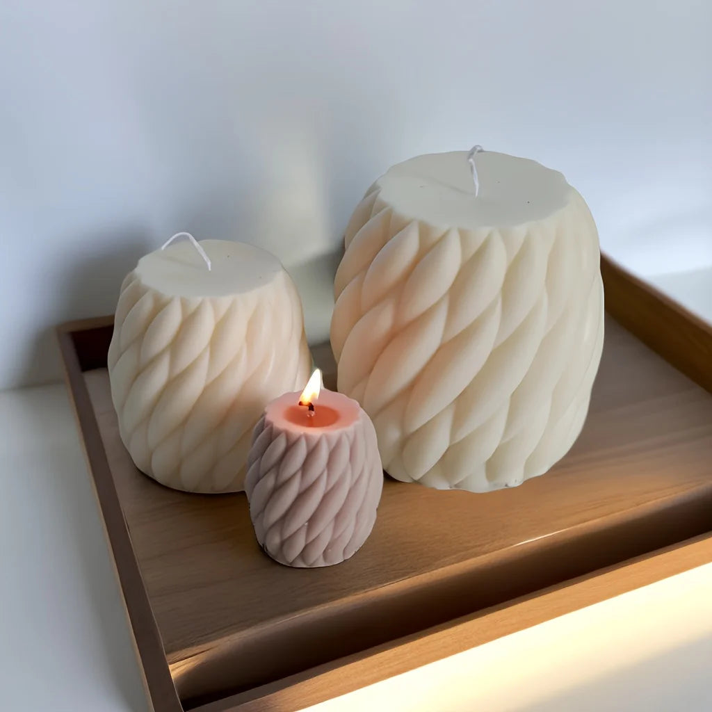 1pc Geometric Wave Twisted Candle Molds Abstract Art Decoration Wave Striped Columns Modern Candles Aroma Wax Silicone Molds - Your Ritual Hub 