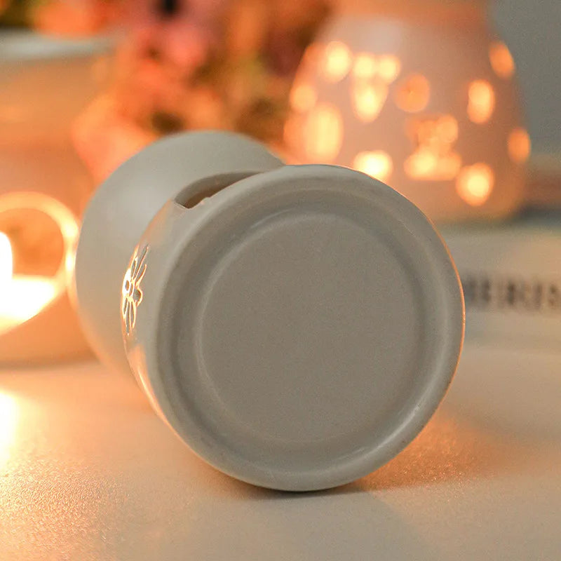White Ceramic Hollow Aromatherapy Oil Burner