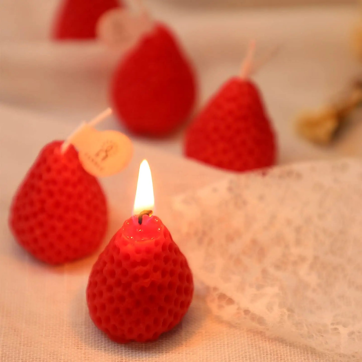 15-Pack Strawberry-Shaped Scented Soy Wax Candles
