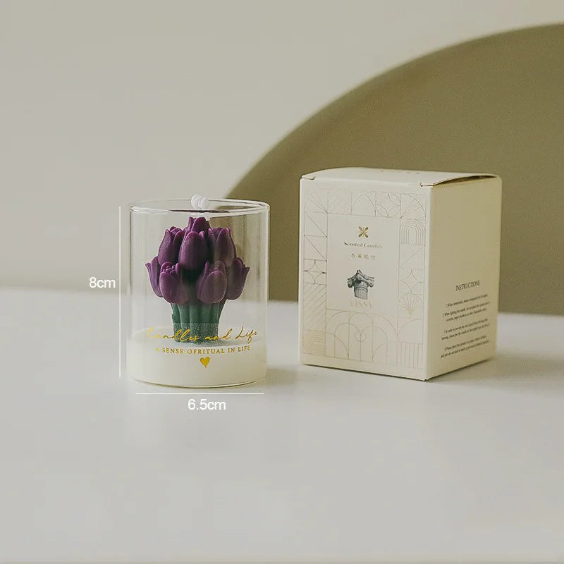 Handmade Tulip Bouquet Candle Scented Candle Aromatherapy Soy Wax Candle - Your Ritual Hub 