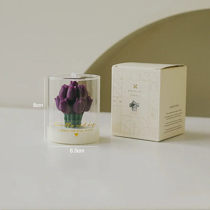 Handmade Tulip Bouquet Candle Scented Candle Aromatherapy Soy Wax Candle