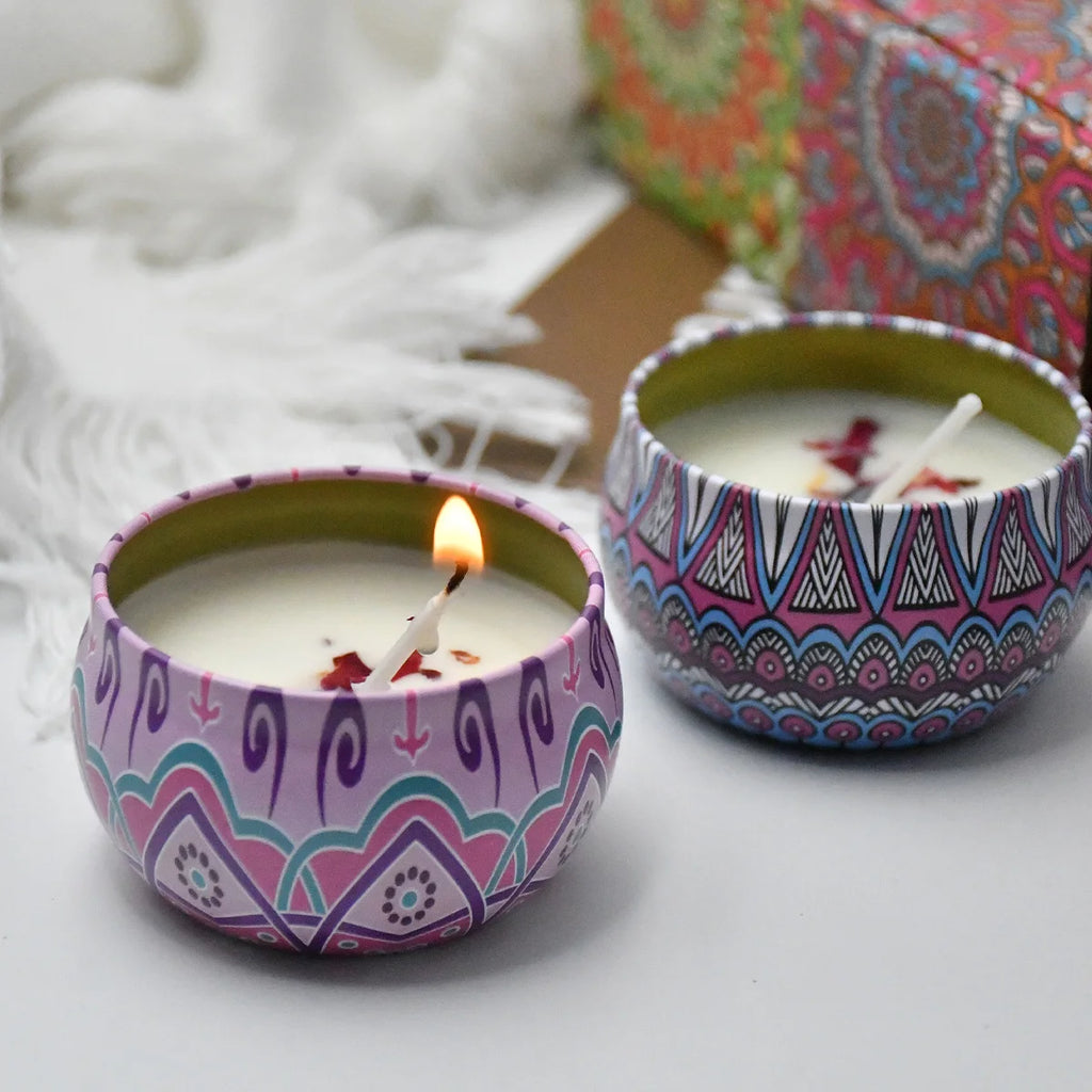 4Pcs/Box Scented Candle Set Gift Islamic Arabian Patterns Fragrance Candle Jar Smokeless - Your Ritual Hub 