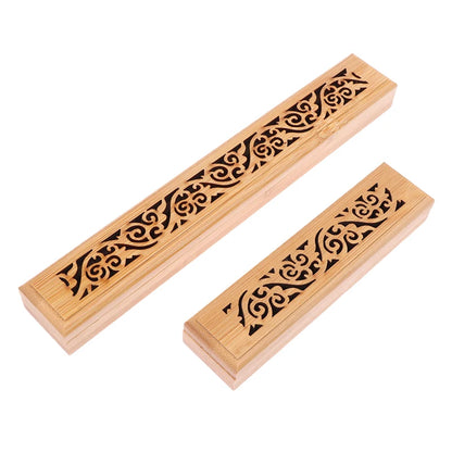 Bamboo Incense Burner Box with Ash Catcher Plate