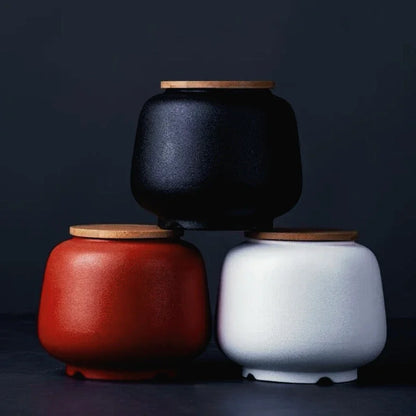 Retro Ceramic Tea Pot Sealed Pu'er Tea Container Chinese Tea Set Decor