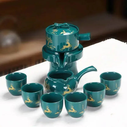 8 Pcs Set Semi Automatic Tea Sets Chinese  Ceramic