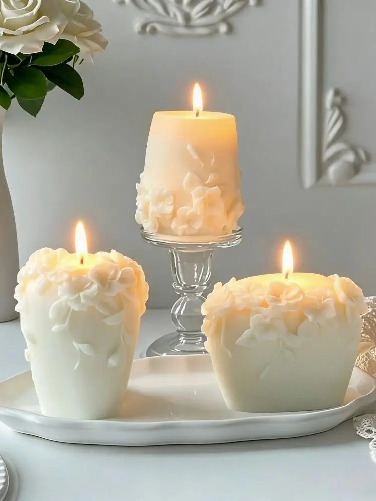 1pc Nordic Floral Scented Candle Set Handmade Soy Wax Aromatherapy Candle with 3D Flower - Your Ritual Hub 