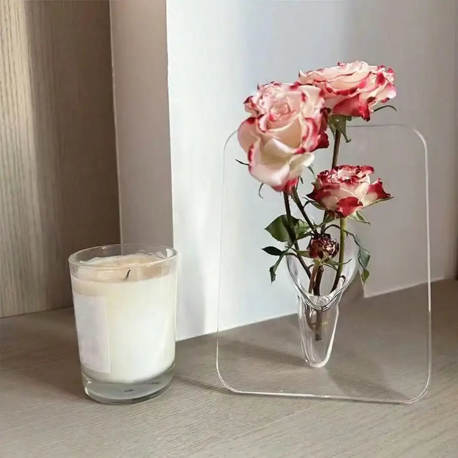 Clear Acrylic Sculptural Vase — Botanical Frame & Butterfly Designs