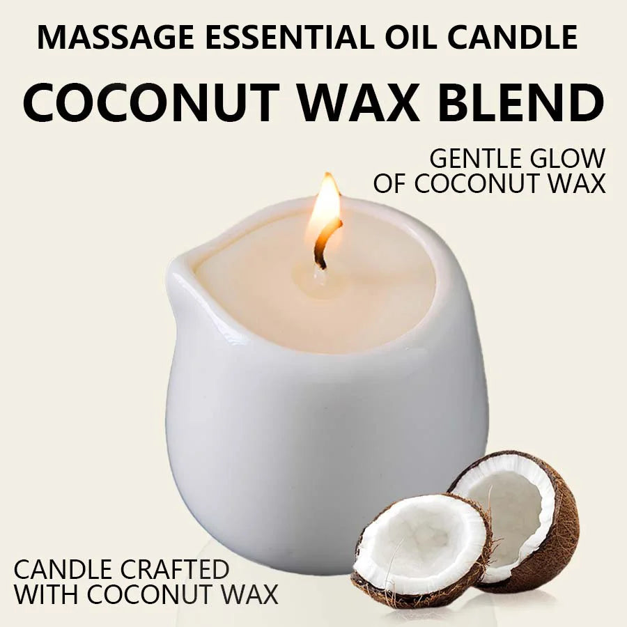 Ceramic Massage Oil Candle Indian Cedar Woody Warm Scented Low Melt Body Massage Candle Warm Oil Skin Nourishing
