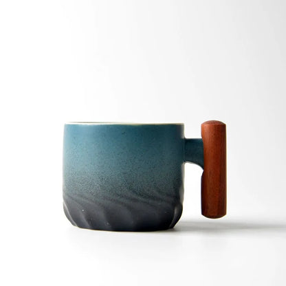 Creative Handmade Exquisite Coffee Cup Vintage Coffee Cup With Wooden Handle