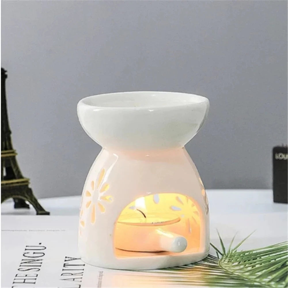 Ceramic Tealight Oil Burner & Fragrance Night Lamp - Your Ritual Hub 