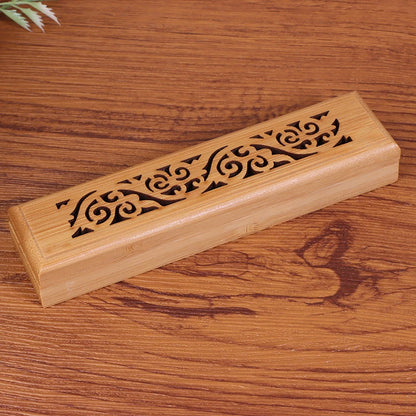 Bamboo Incense Burner Box with Ash Catcher Plate