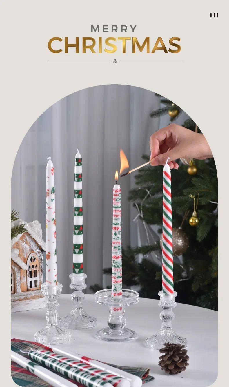 European Printed Long Taper Candles — Smokeless