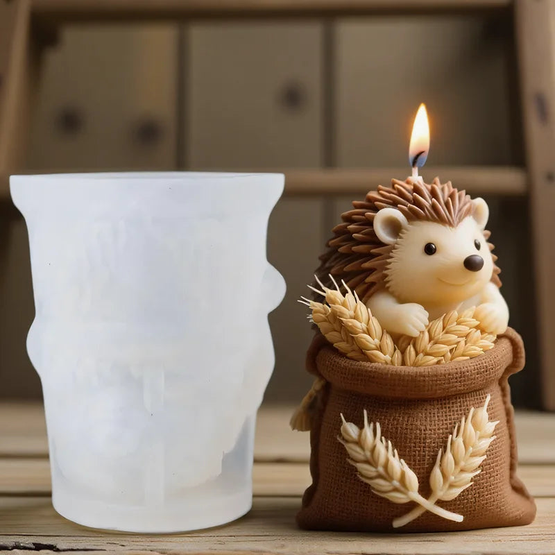 A cute hedgehog-shaped candle mold, resistant to high temperatures and not easily deformed, can be used to make scented candles - Your Ritual Hub 