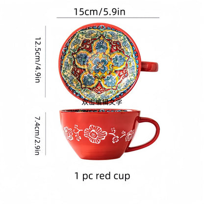 Bohemian Morning Tea Mug, 13.5 oz Ceramic Coffee Mugs