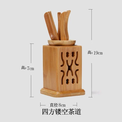 Handmade Kung Fu Tea Sets Vintage Puer Knife Spoon Tea Tools Set Tea Ceremony Utensils Chinese Bamboo Clip Strainer 6pc/set