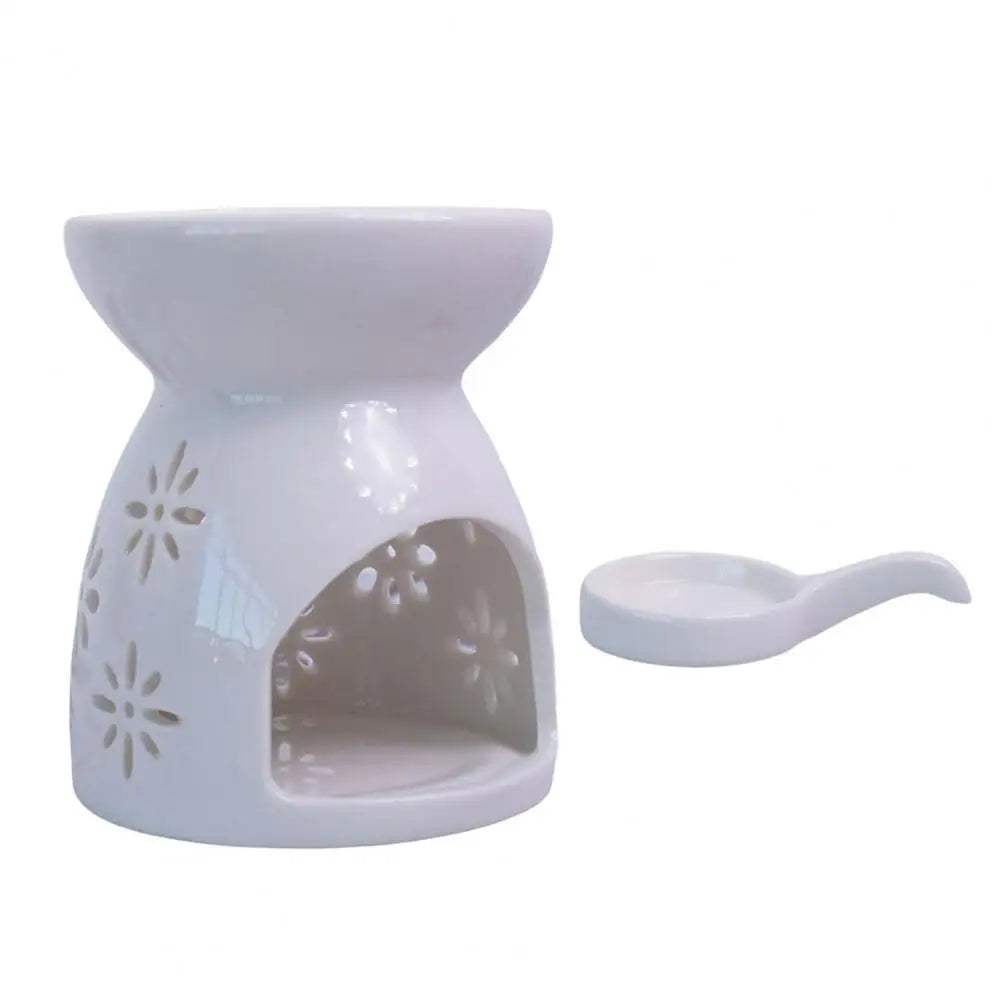 Ceramic Cutout Aroma Burner & Wax Melter with Spoon