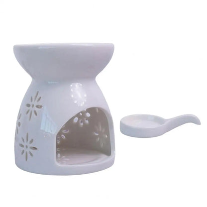 Ceramic Cutout Aroma Burner & Wax Melter with Spoon