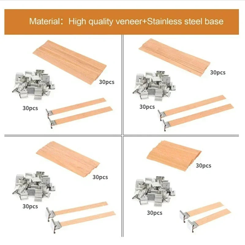 Natural Wooden Candle Wicks with Sustainers — DIY Supply