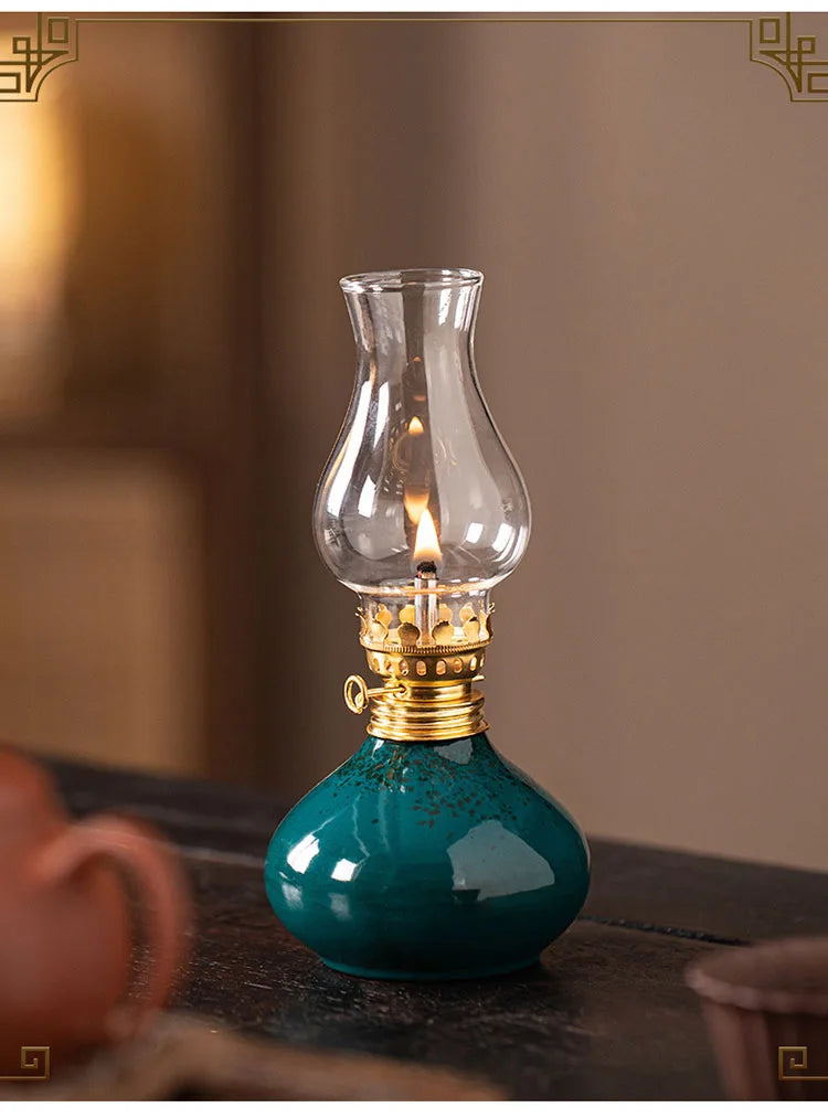 Traditional Ceramic Butter Oil Lamp - Aromatic Incense Burner and Ambient Night Light - Your Ritual Hub 