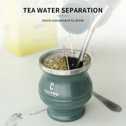 Yerba Mate Gourd Set — Double-Wall Steel Cup & Bombilla