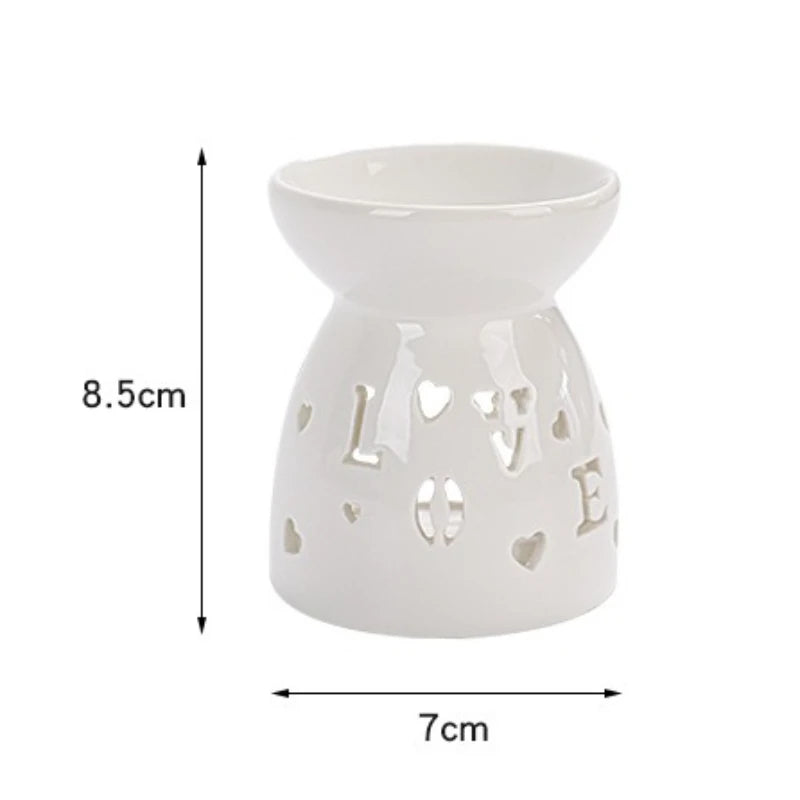 White Ceramic Hollow Aromatherapy Oil Burner