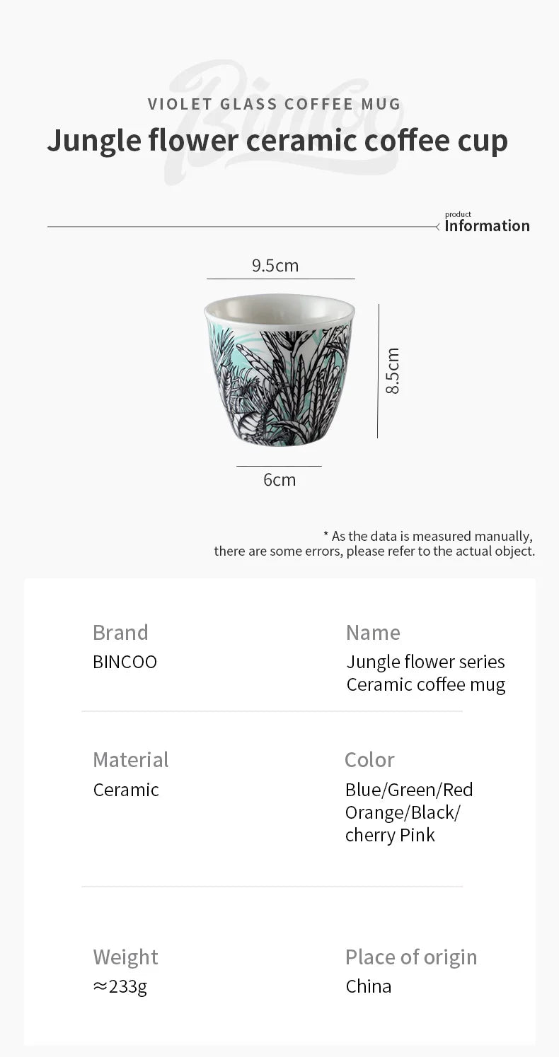 BINCOO Ceramic Coffee Cup Jungle Flower Series - Your Ritual Hub 