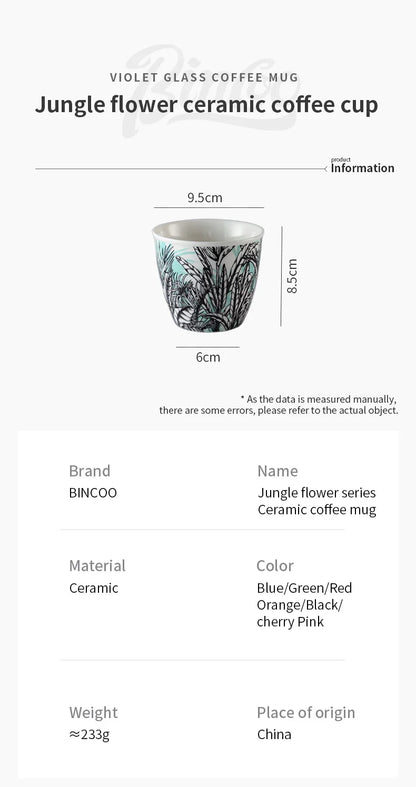 BINCOO Ceramic Coffee Cup Jungle Flower Series
