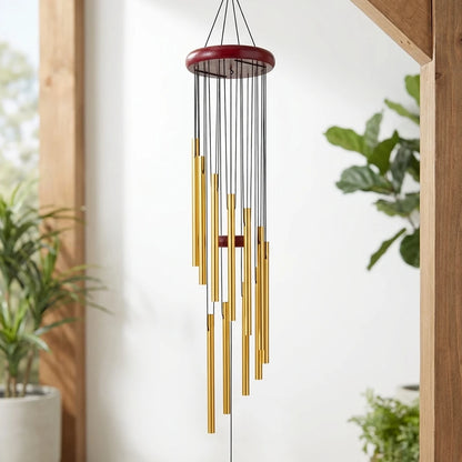 1Piece 12-Tube Aluminum Alloy Wind Chimes Set with Hook Gold/Silver Bells Outdoor.